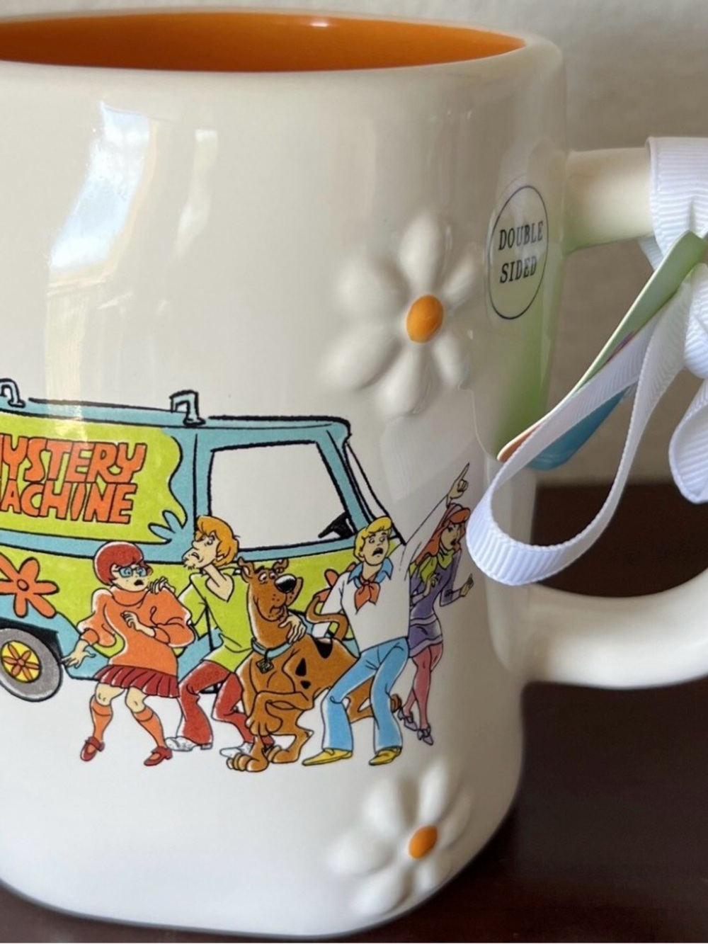 Rae Dunn White Ceramic Scooby-Doo Mystery Machine Mug with Orange Interior